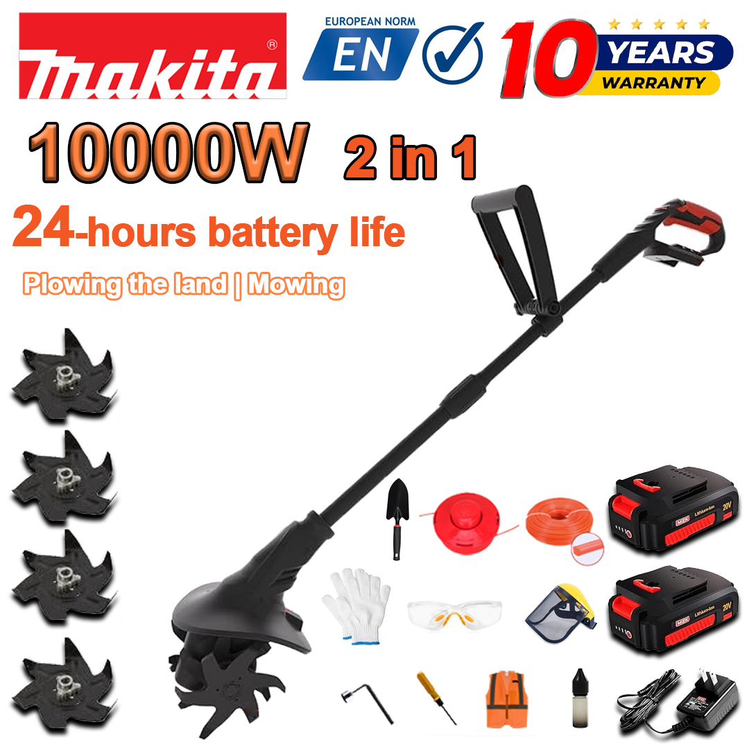 (バッテリー寿命24時間)10000Wプラウ+96Vリチウム電池*2+急速充電器*1+ショベル*1+プラウ刃*4+カッティングディスク*1+カッティングロープ*1+各種アクセサリー